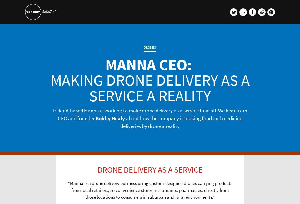 Manna CEO: Making Drone Delivery as a Service a Reality - Verdict ...