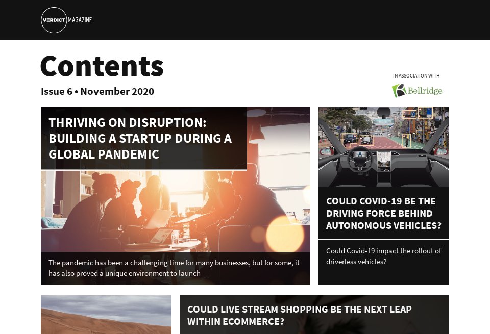 Contents - Verdict Magazine | Issue 6 | November 2020